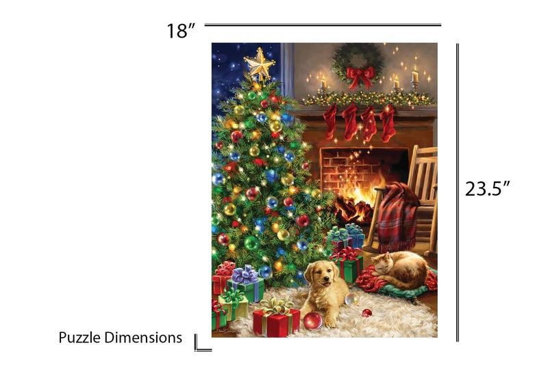 Springbok Christmas Morning 500 Piece Jigsaw Puzzle - This Classic Scene of a Cozy Christmas Morning Under The Tree is Colorful and Relaxing - Image 4